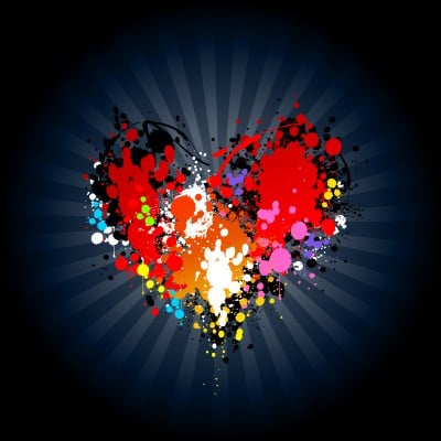 Colorful Spatter Heart Design