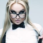 Stylish Vision: Captivating Blond Woman with Glasses