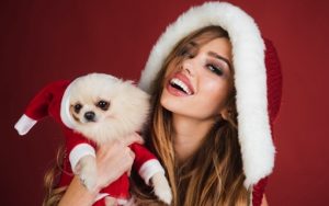 Holiday Joy: Miss Santa and Loyal Dog