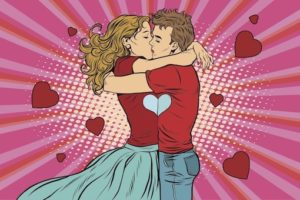 Romantic Embrace: Couple's Kiss with Heartfelt Connection