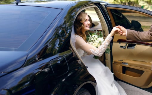 Elegant Bride Exiting Car
