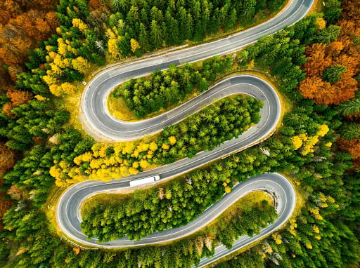 Aerial Adventure: Exploring the Winding Road by Drone