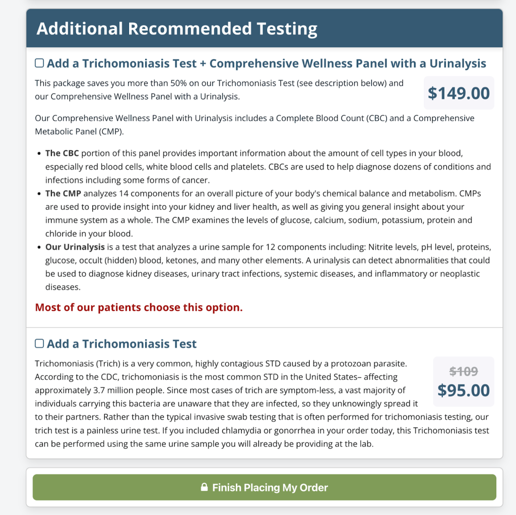 recommended testing